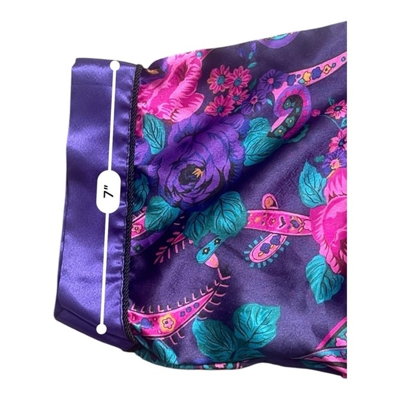 Jo Intimates casual purple floral pajama top Medium short sleeve button down - Picture 11 of 13